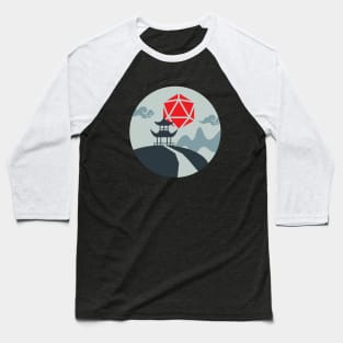 Japanese Shrine D20 Dice Sun RPG Landscape Baseball T-Shirt